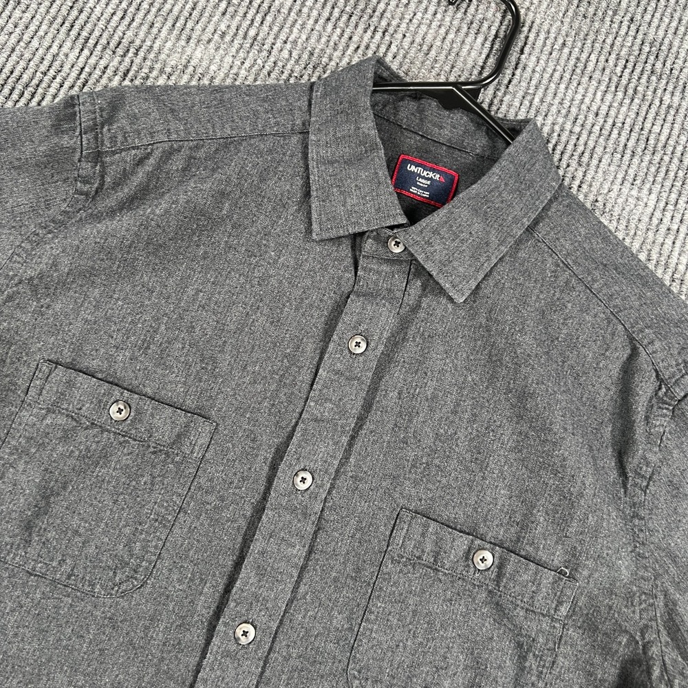 UNTUCKit Shirt Mens Large Black Long Sleeve Button Up Slim Fit Casual Dress Work